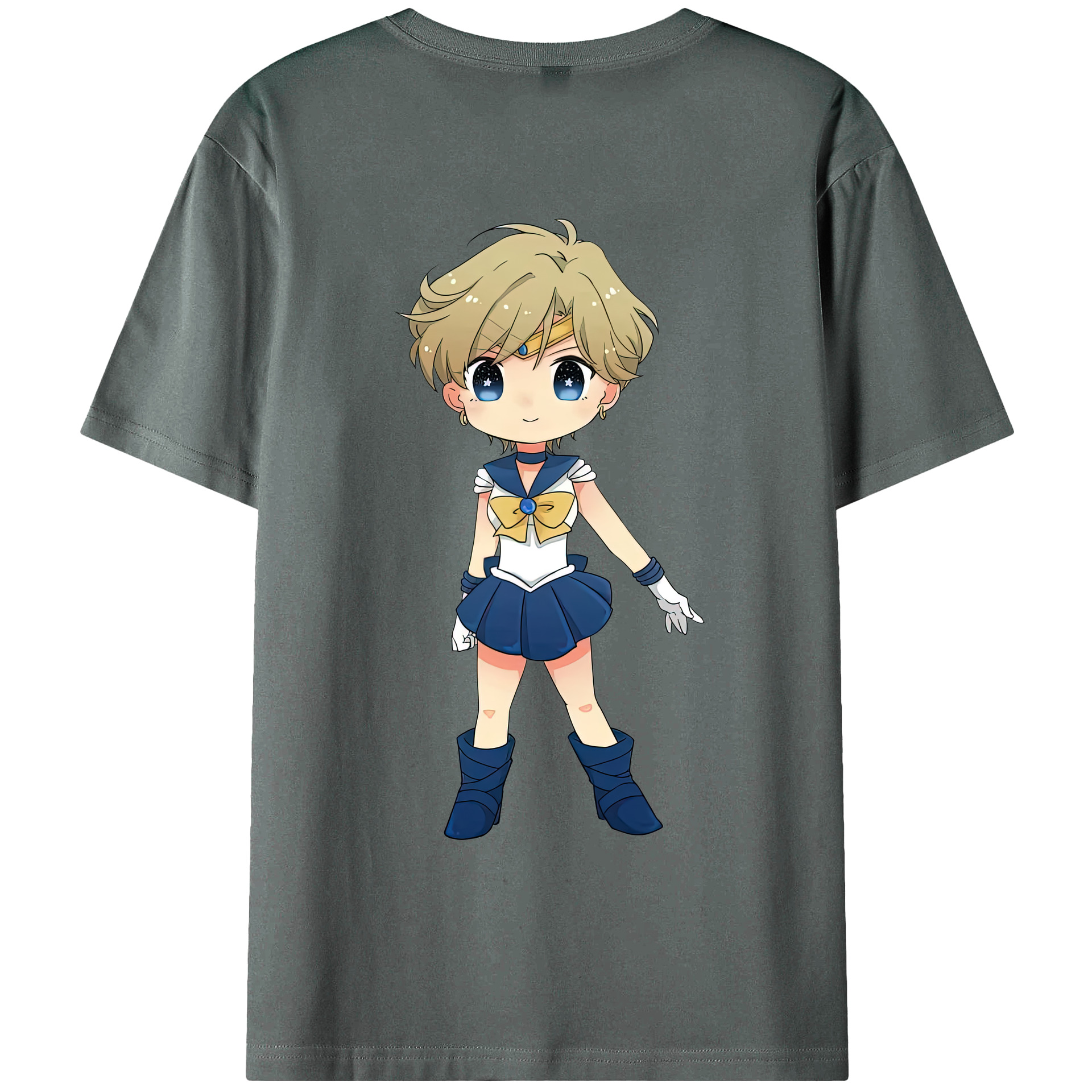 （画像用） 美少女戦士セーラームーン 天王はるか Sailor Moon Tenoh Haruka 綿100％ メンズ半袖Tシャツ（バックプリント） 通気性